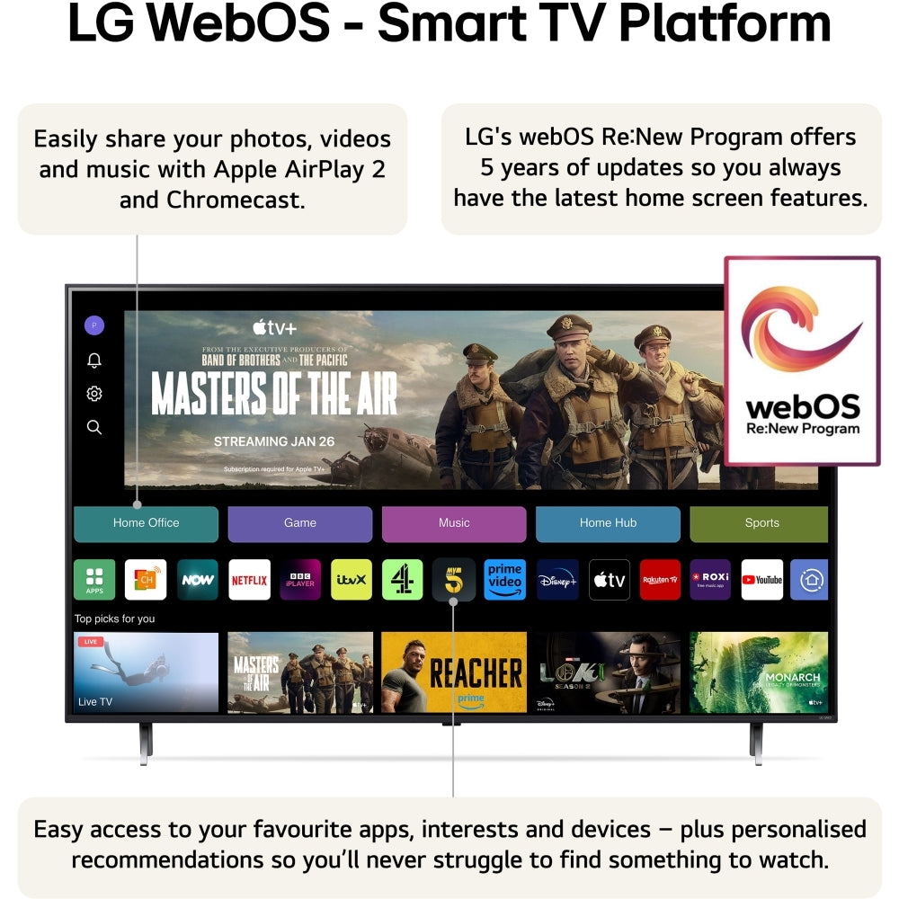 LG 43QNED80T6A (2024) 43inch QNED HDR 4K Ultra HD Smart TV,Ashed Blue