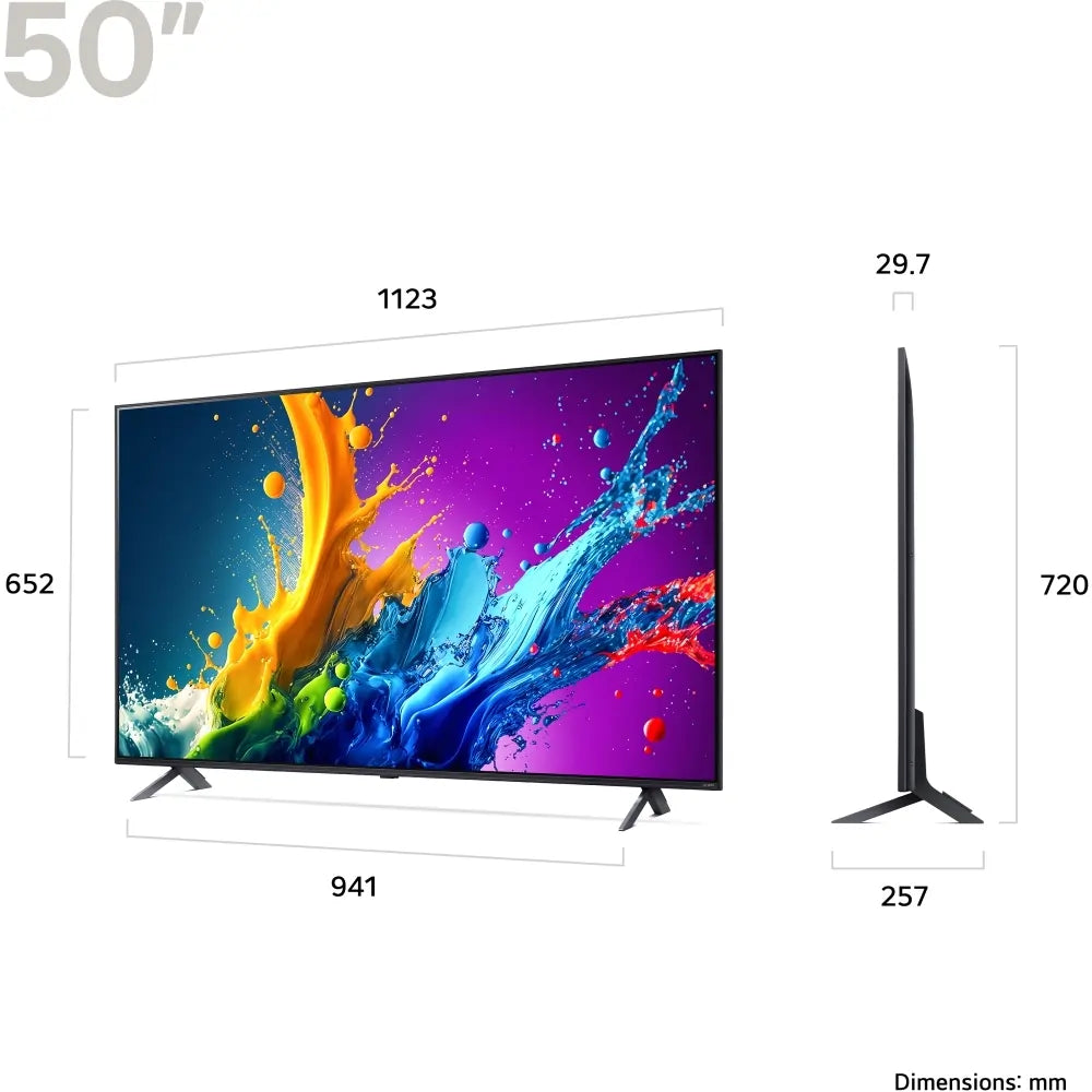 LG 50QNED80T6A 50" QNED 4K Smart TV, 4K Ultra HD, Black, F Rated
