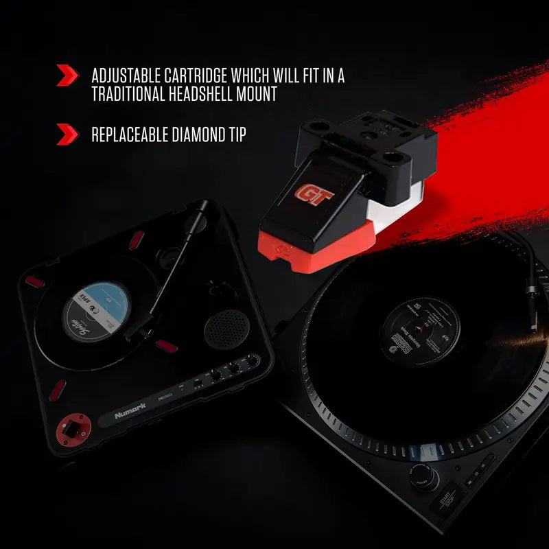 Numark GT GrooveTool Adjustable Cartridge & Replaceable Diamond Tipped Stylus, For Connection to Traditional Headshell Mounts
