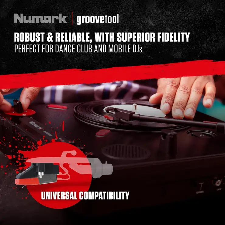 Numark GT GrooveTool Adjustable Cartridge & Replaceable Diamond Tipped Stylus, For Connection to Traditional Headshell Mounts