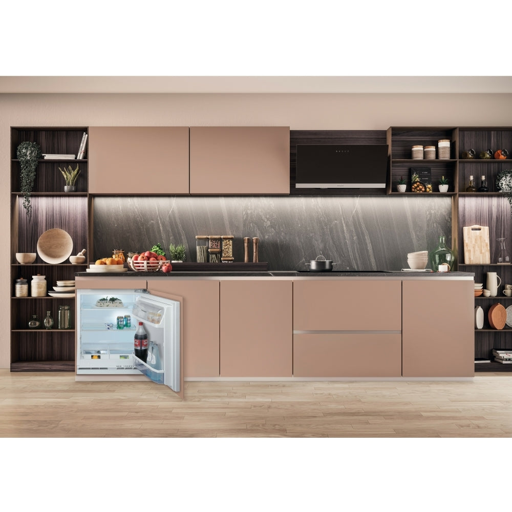Hotpoint HBUL011.UK Built-Under Larder Fridge, Fixed Hinge, Stainless Steel, E Rated