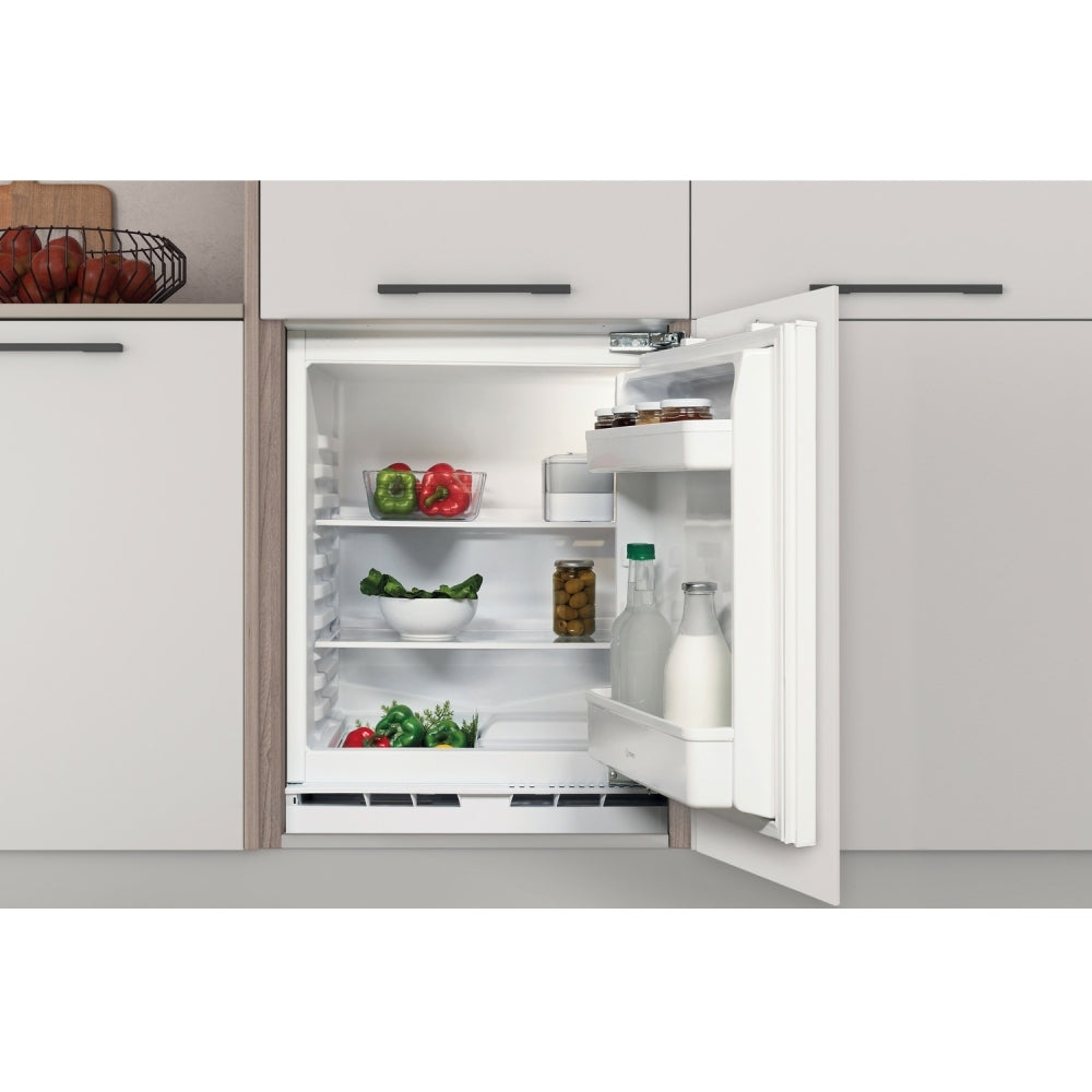 Indesit INBUL011.UK Built-Under Larder Fridge, Fixed Hinge, Stainless Steel, E Rated