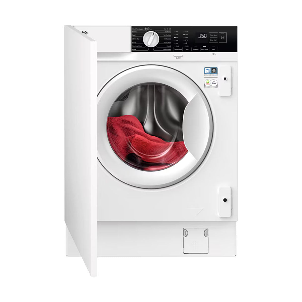 AEG LFX6G8434BI 6000 ProSense® Integrated Washing Machine, 8Kg, 1400 Spin Speed, 59.6cm Wide - White