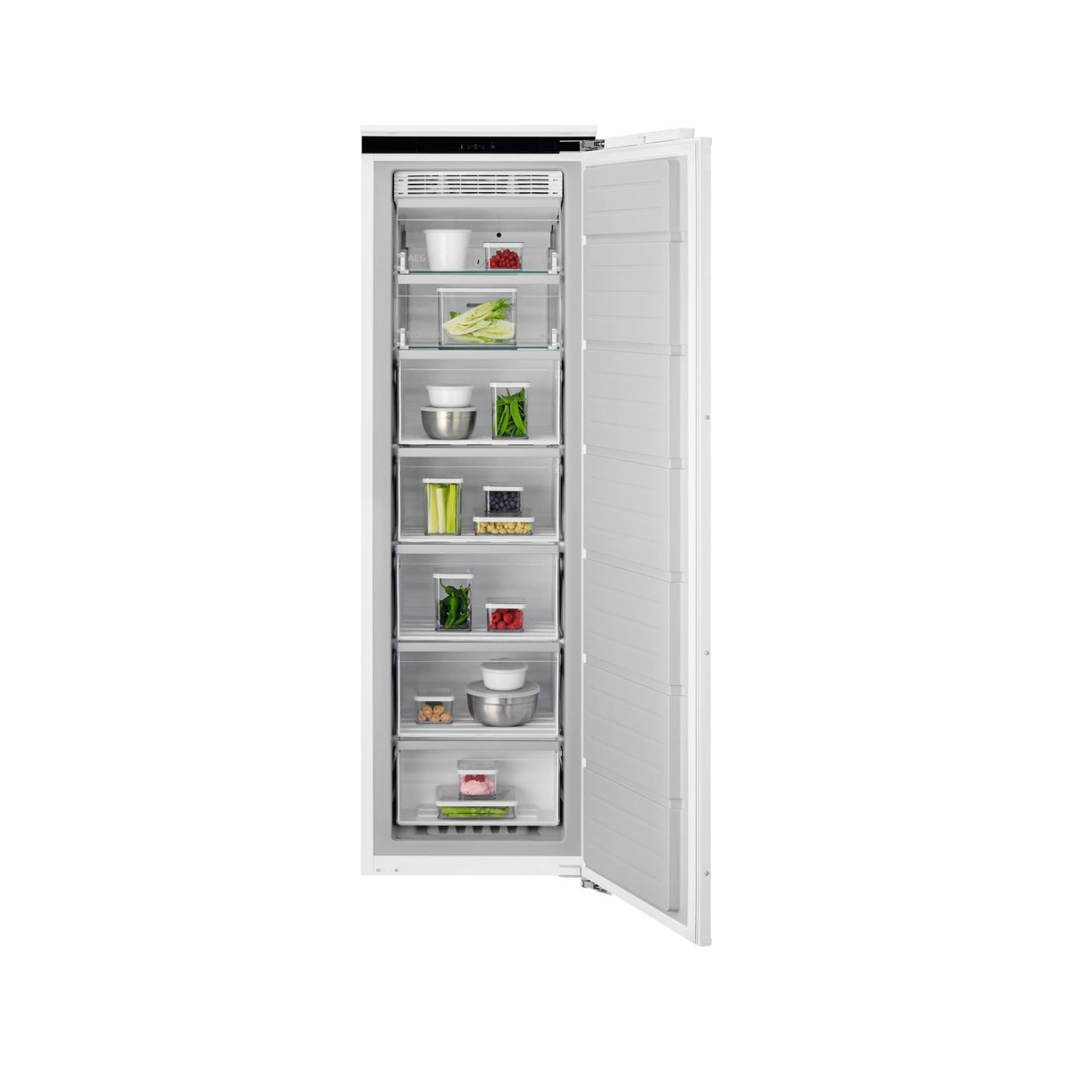 AEG NAB7N181EC Fully Integrated Upright No Frost Freezer, 204 Litre, 55.7cm Wide - Fixed Hinge