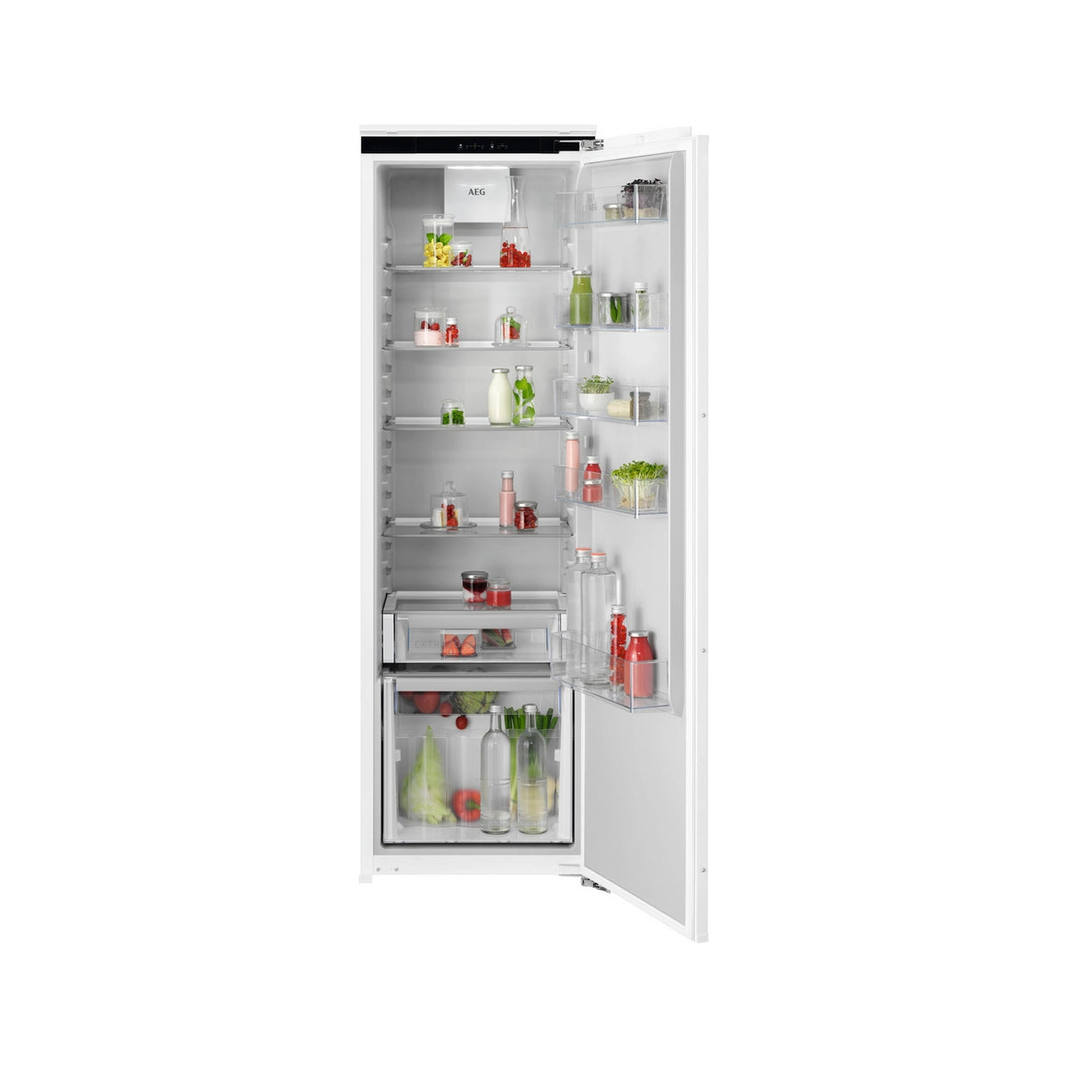 AEG NSK6D181EC Fully Integrated Larder Fridge, 310 Litre, 55.7cm Wide - Fixed Hinge