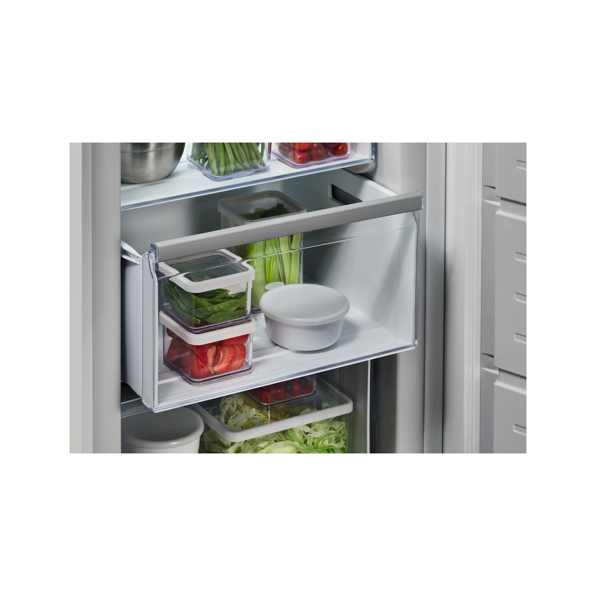 AEG NAB7N181EC Fully Integrated Upright No Frost Freezer, 204 Litre, 55.7cm Wide - Fixed Hinge