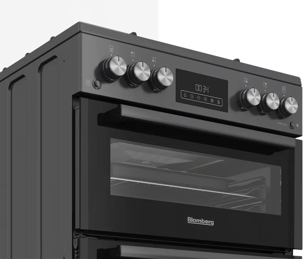 Blomberg GGRN655N 60cm Double Oven Gas Cooker with Gas Hob, Anthracite