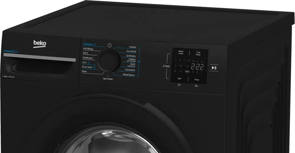 Beko BMN3WT3841B 8kg 1400 Spin EnergySpin Washing Machine, Black