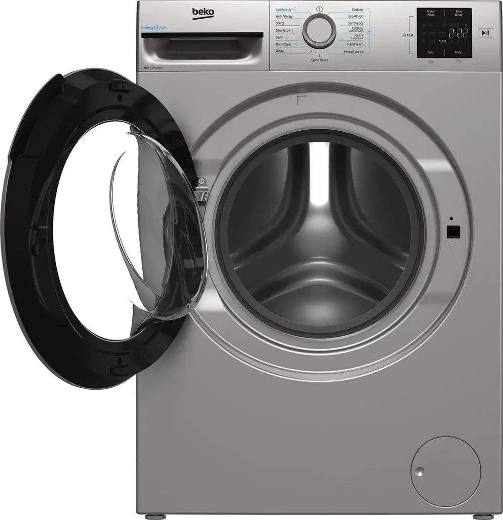 Beko BMN3WT3841S 8kg 1400 Spin EnergySpin Washing Machine, Silver