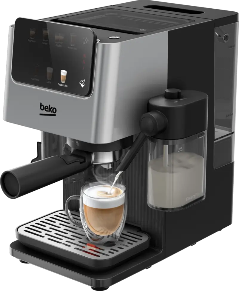 Beko CED7524X Espresso Machine With Integrated Grinder And Milk Cup, Silver