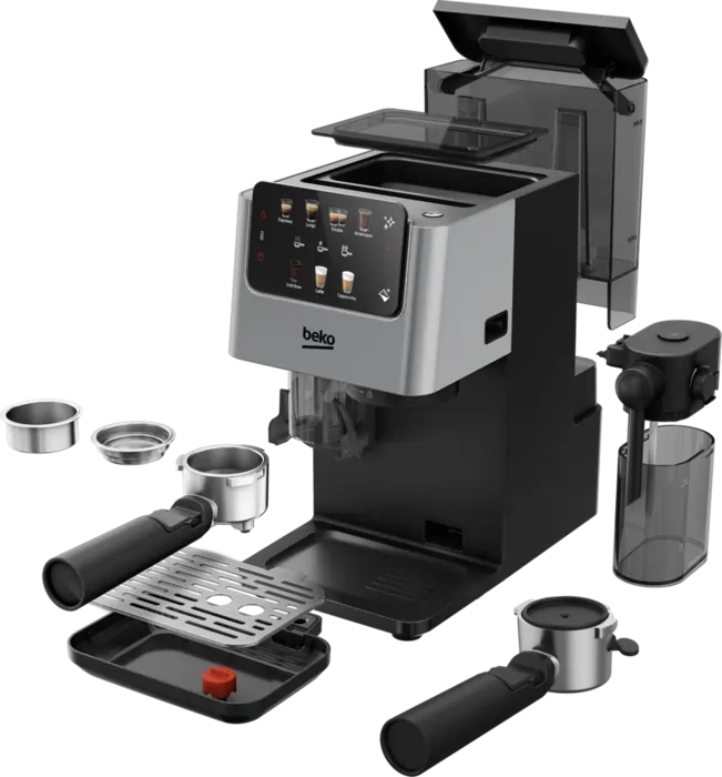 Beko CED7524X Espresso Machine With Integrated Grinder And Milk Cup, Silver
