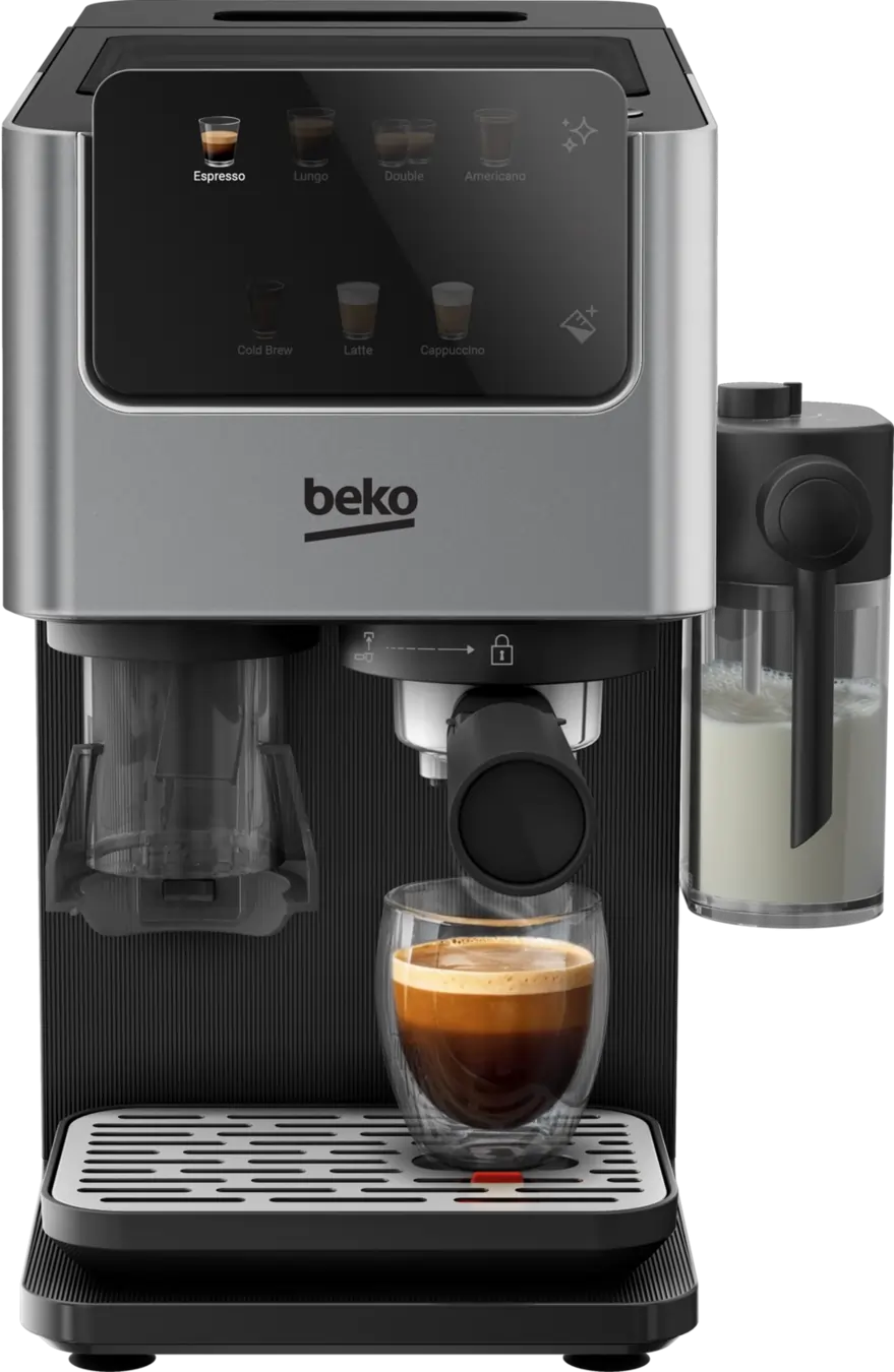 Beko CED7524X Espresso Machine With Integrated Grinder And Milk Cup, Silver