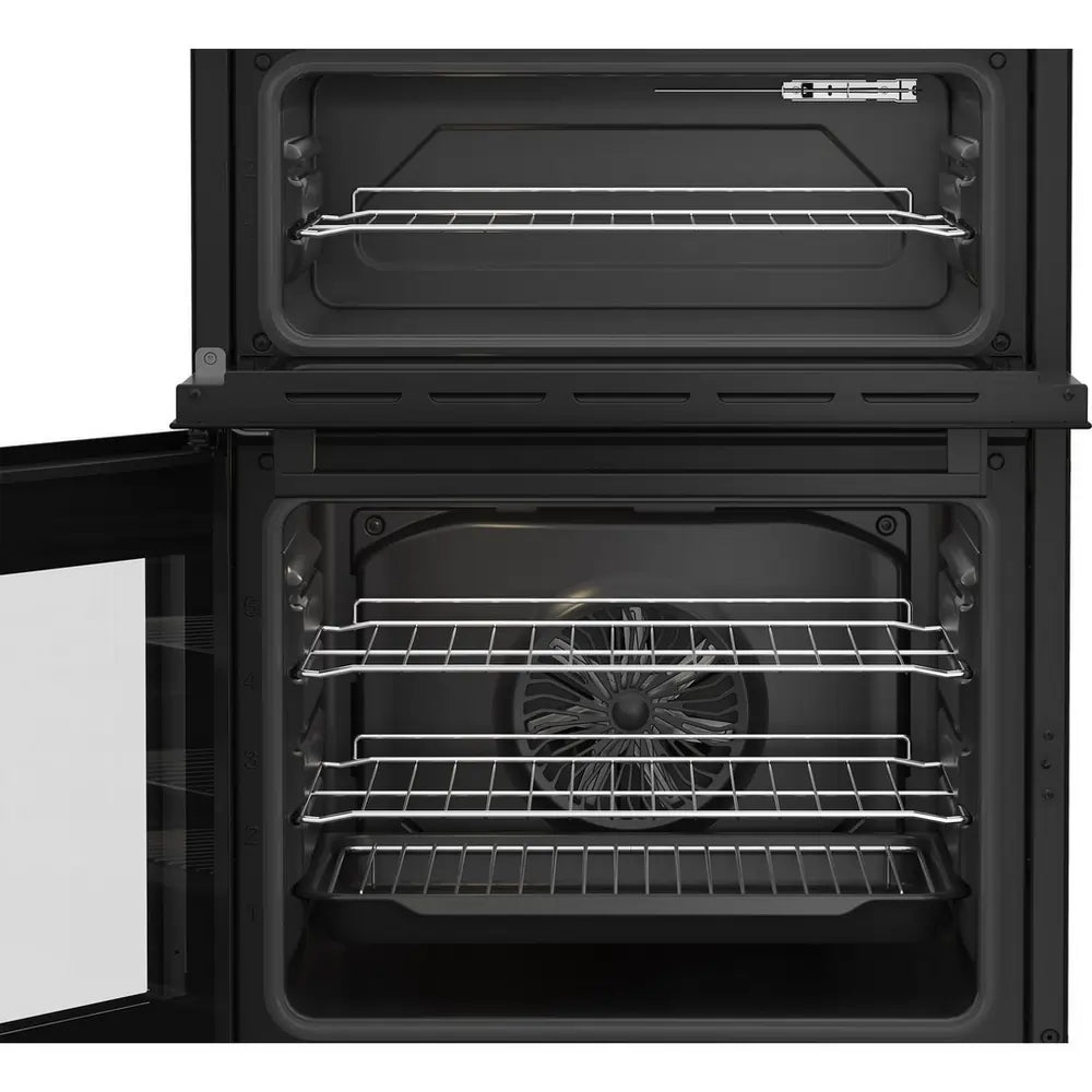 Beko EDC6731K 60cm Double Oven Electric Cooker with Vitroceramic Hob, Black