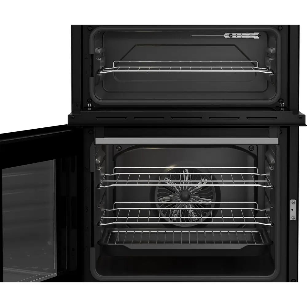Beko EDC6731S 60cm Double Oven Electric Cooker with Vitroceramic Hob, Silver