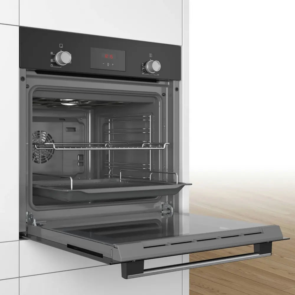 Bosch HHF113BA0B 59.4cm Built-in Electric Single Oven With 3D Hot Air, Black