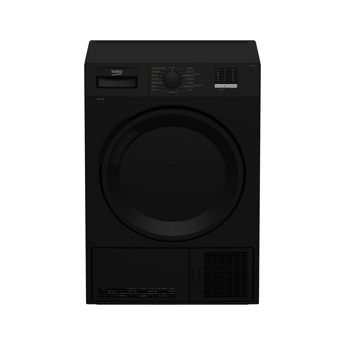 Beko DTLCE80051B 8kg Freestanding Condenser Tumble Dryer With Sensor Programmes, 59.7cm Wide - Black