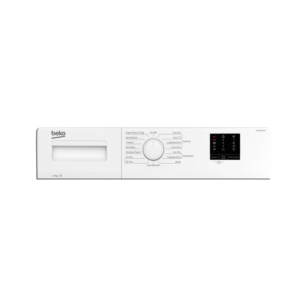 Beko DTKCE80021W 8Kg Freestanding Condenser Tumble Dryer With Sensor Programmes, 59.7cm Wide - White