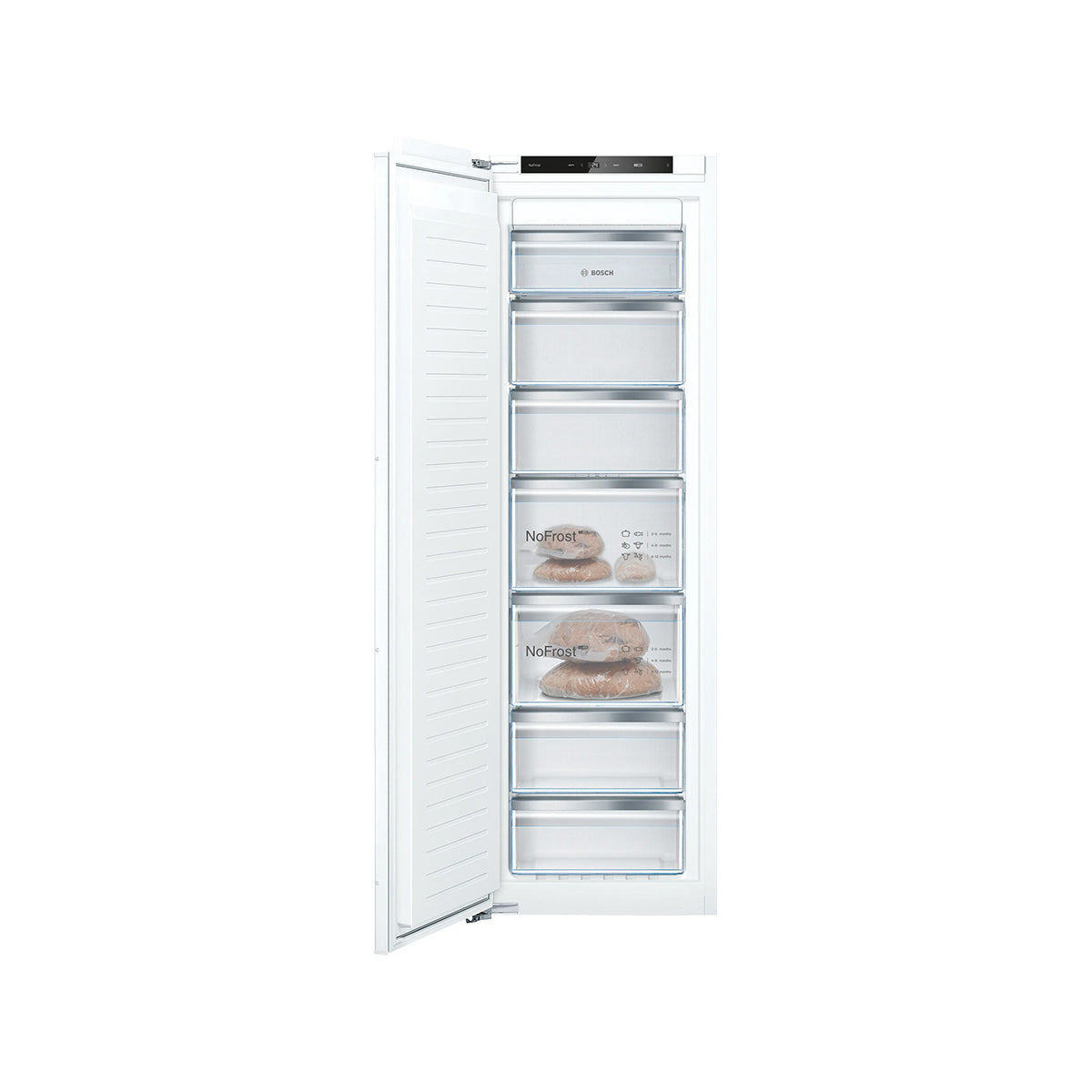 Bosch GIN81VEE0G Series 4 Built-In Freezer, 212 Litre, No Frost, 55.8cm Wide - Flat Hinge