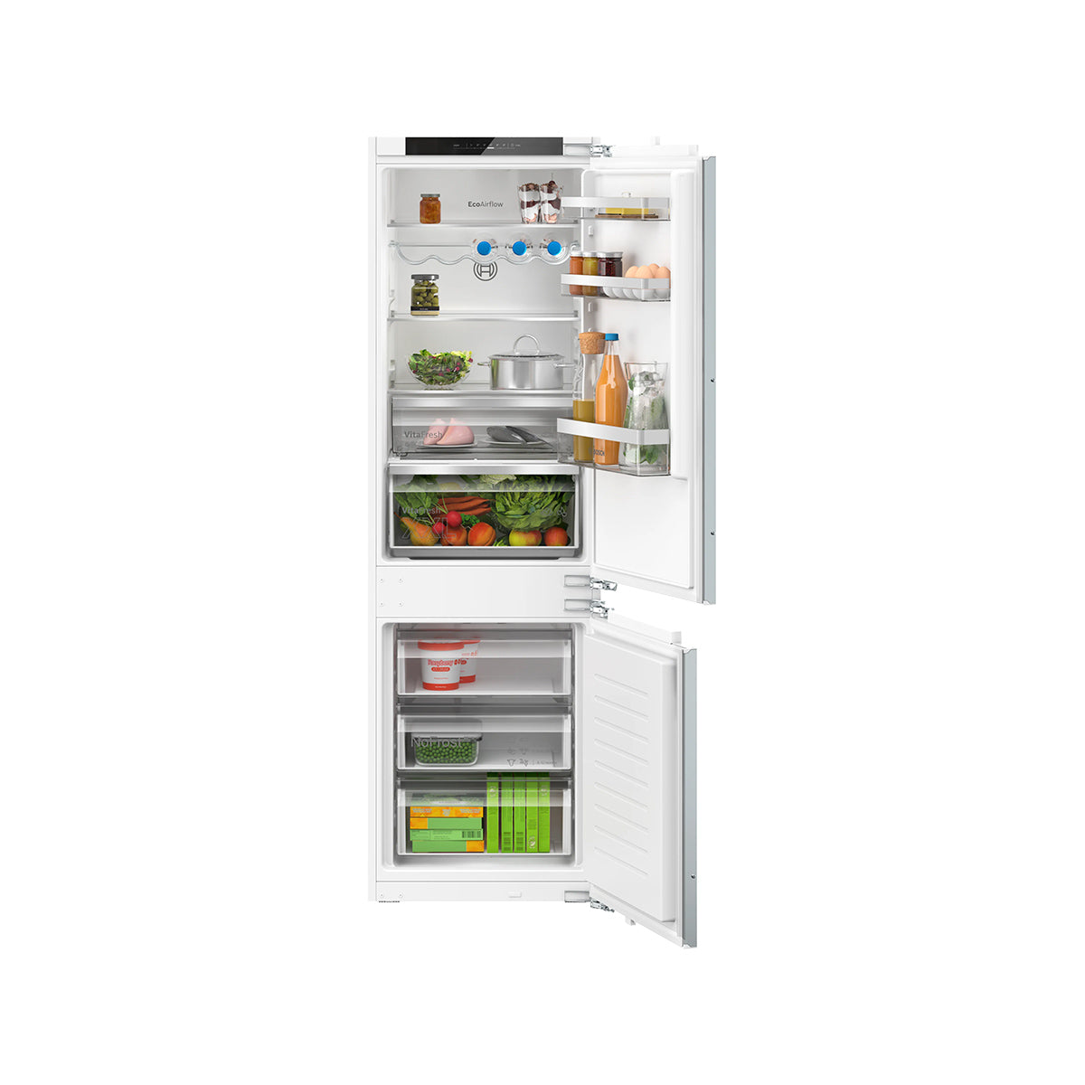 Bosch KIN86VFE0G Series 4 Built-In Fridge Freezer with Freezer at Bottom, 184/76 Litre, 54.1cm Wide - Flat Hinge