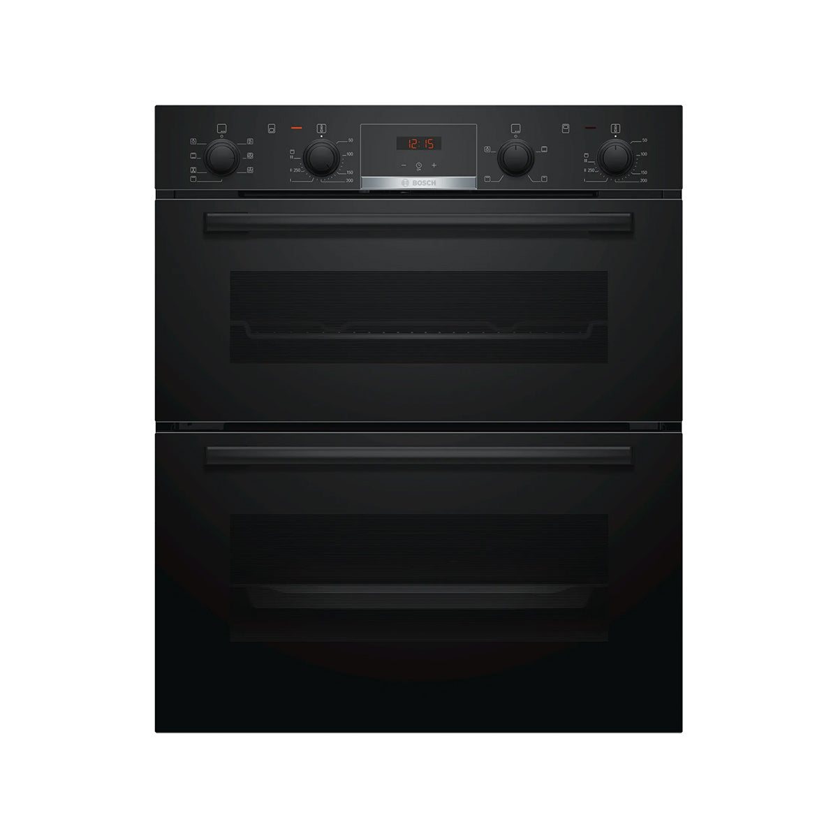 Bosch NBS533BB0B Series 4 Built-Under Double Oven, 47/34 Litre, Red Display, 59.4cm Wide - Black