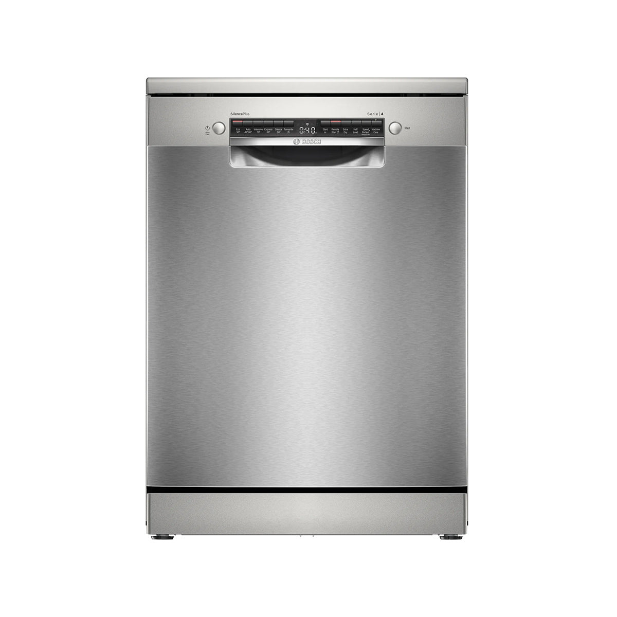 Bosch SMS4EMI06G Series 4 Freestanding Dishwasher, 14 Place Settings, EcoSilence Drive, 60cm Wide - Brushed Steel, Anti-Fingerprint