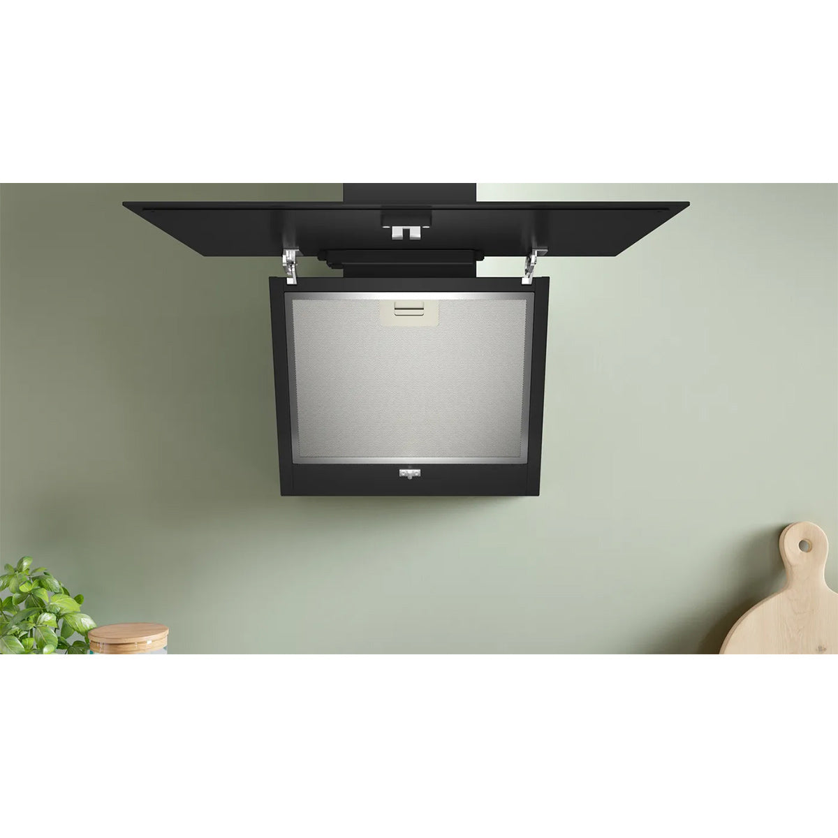 Bosch DWK85DK60B Series 2 Incline Wall-Mounted Cooker Hood, 79cm Wide - Black, Clear Glass Black Printed