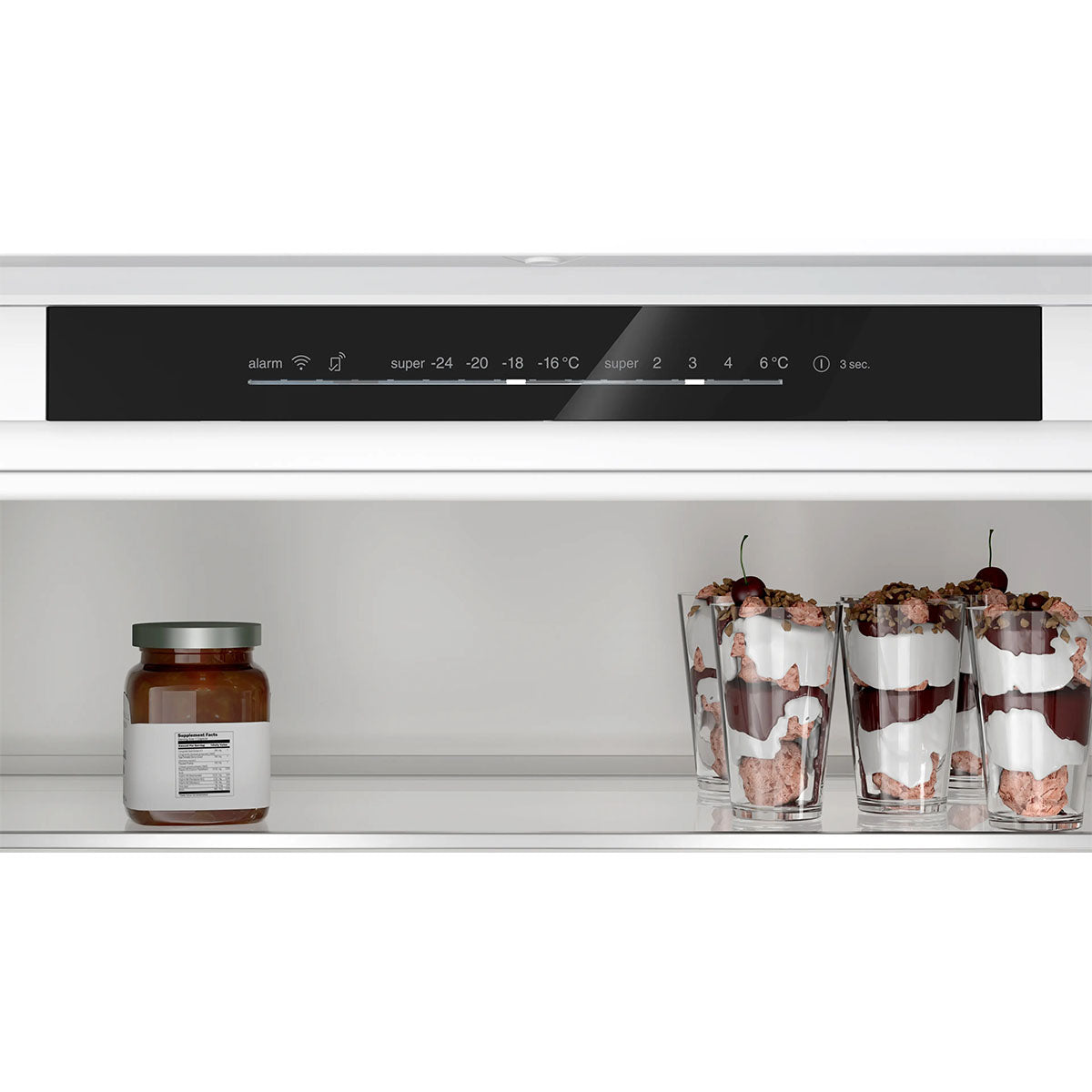 Bosch KBN96NSE1G Series 2 Built-In Fridge Freezer With Freezer At Bottom, 285/98 Litre, No Frost, 69.1cm Wide - Sliding Hinge