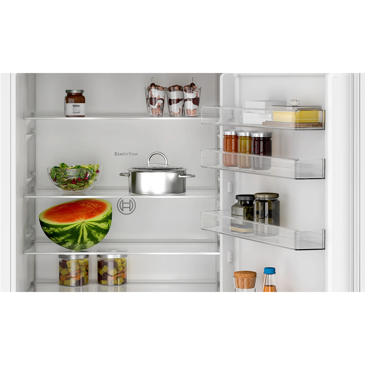 Bosch KBN96NSE1G Series 2 Built-In Fridge Freezer With Freezer At Bottom, 285/98 Litre, No Frost, 69.1cm Wide - Sliding Hinge
