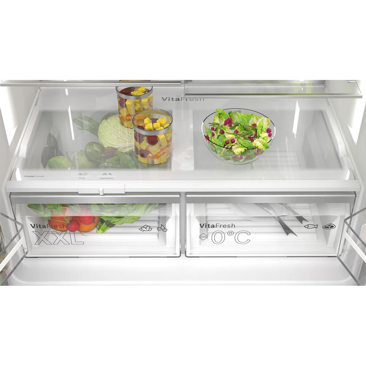 Bosch KFD96APEA Series 6 Multi Door American Fridge Freezer, 375/199 Litre, Total No Frost, 90.5cm Wide - Brushed Stainless Steel, Anti-Fingerprint