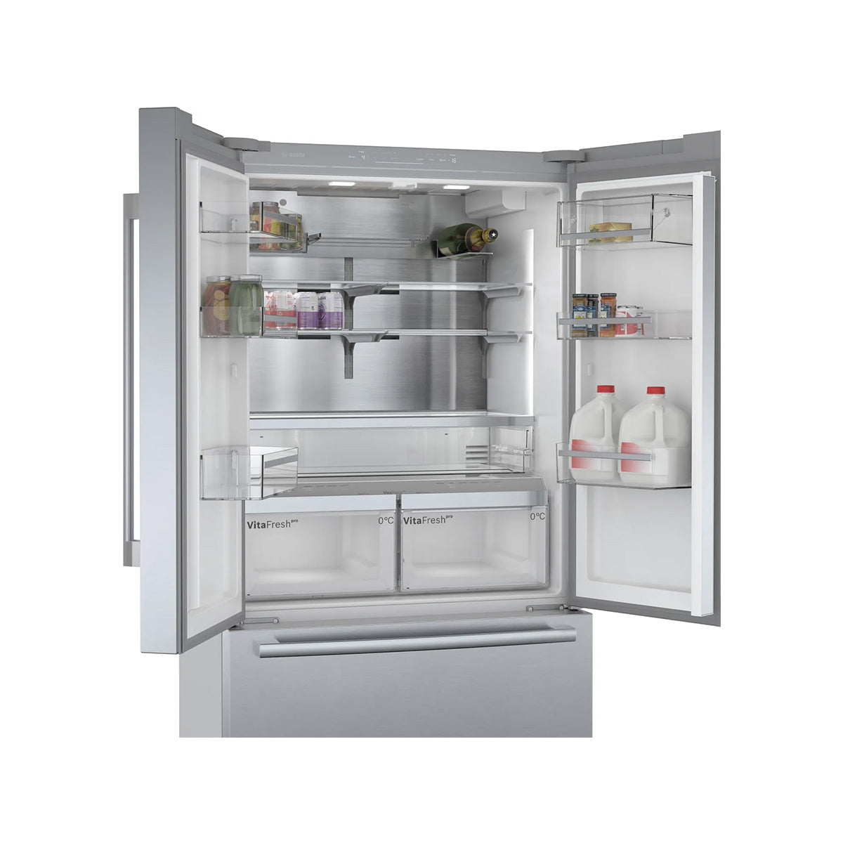 Bosch KFF96PIEP Series 8 Multi Door American Style Fridge Freezer, 402/171 Litre, Total No Frost, 90.5cm Wide - Brushed Stainless Steel, Anti-Fingerprint