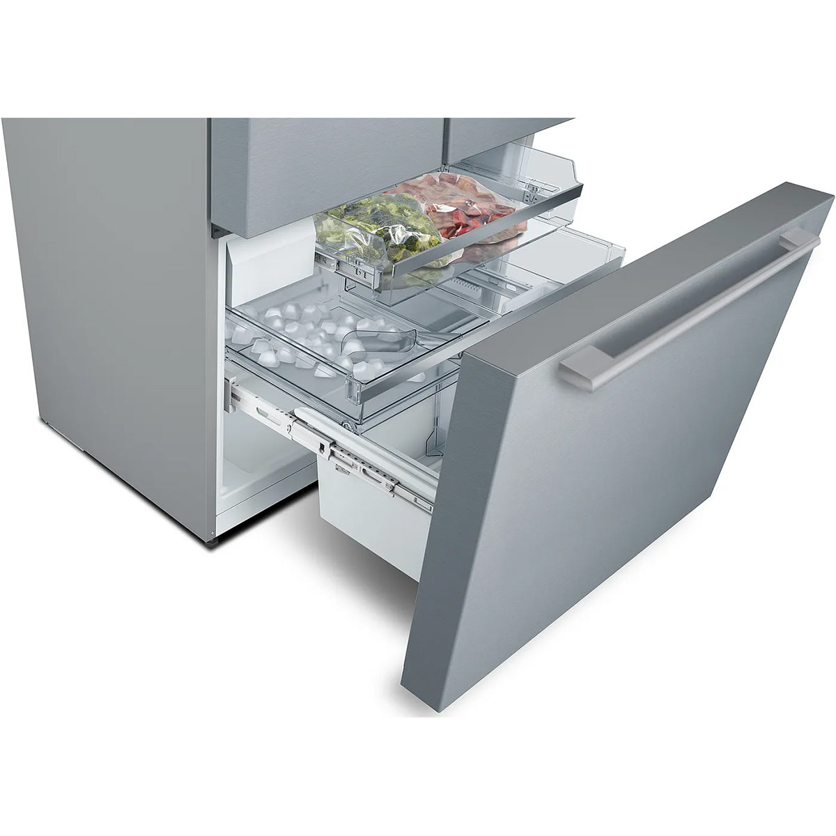 Bosch KFF96PIEP Series 8 Multi Door American Style Fridge Freezer, 402/171 Litre, Total No Frost, 90.5cm Wide - Brushed Stainless Steel, Anti-Fingerprint