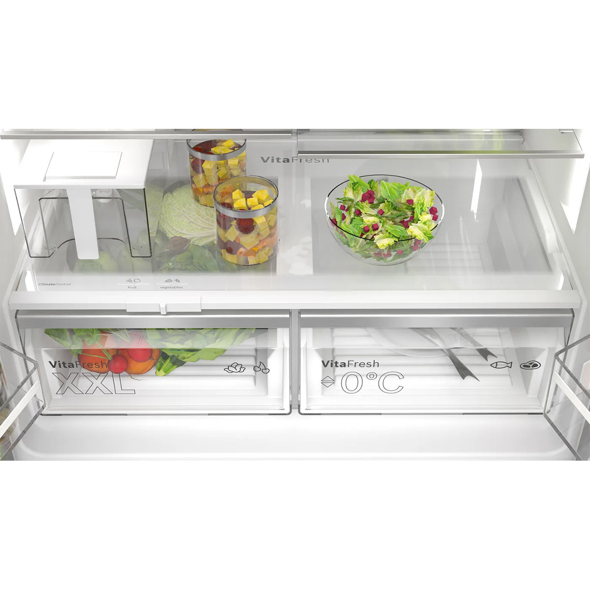 Bosch KFI96APEAG Series 6 Multi Door American Fridge Freezer, 375/199 Litre, Total No Frost, 90.5cm Wide - Brushed Stainless Steel, Anti-Fingerprint