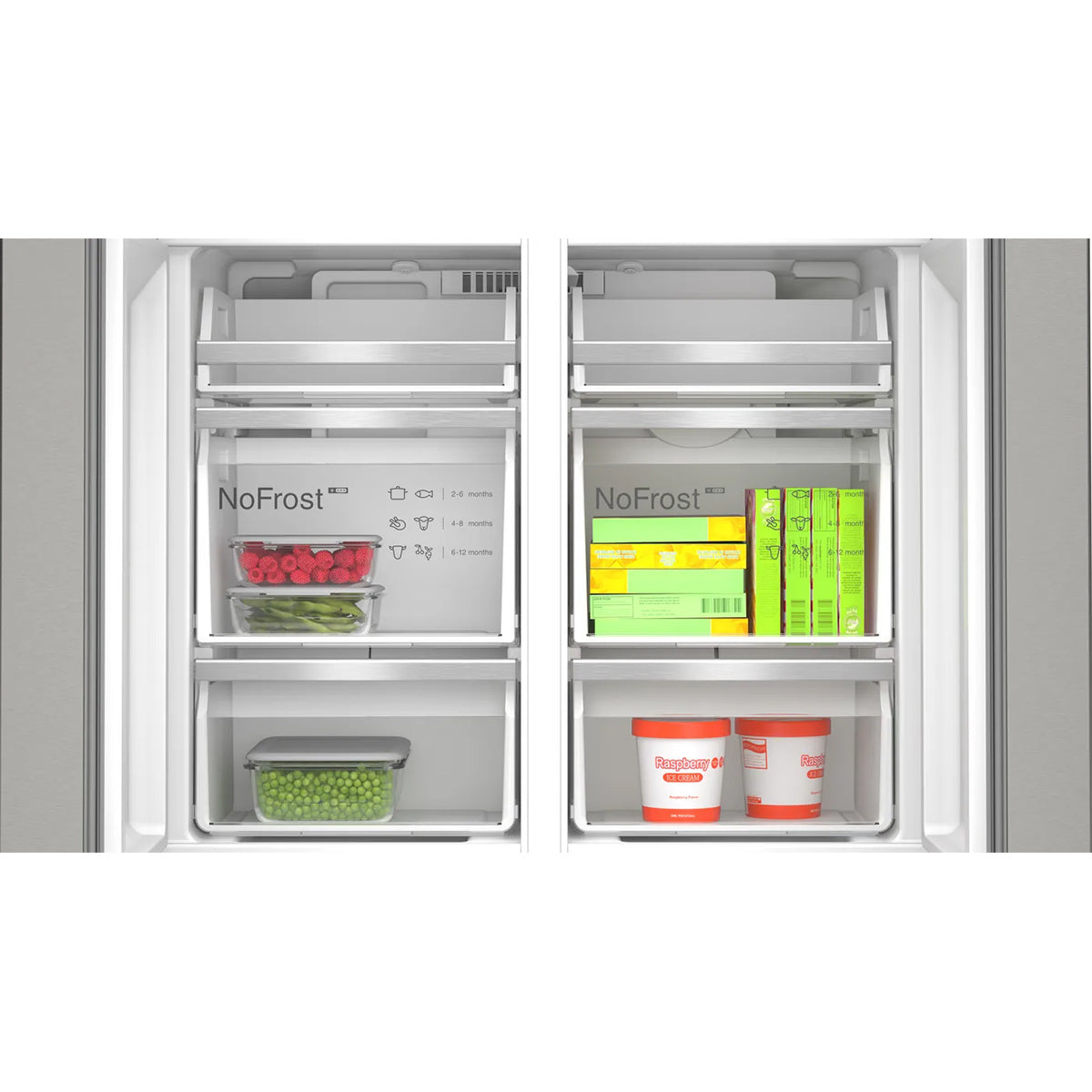 Bosch KFI96APEAG Series 6 Multi Door American Fridge Freezer, 375/199 Litre, Total No Frost, 90.5cm Wide - Brushed Stainless Steel, Anti-Fingerprint