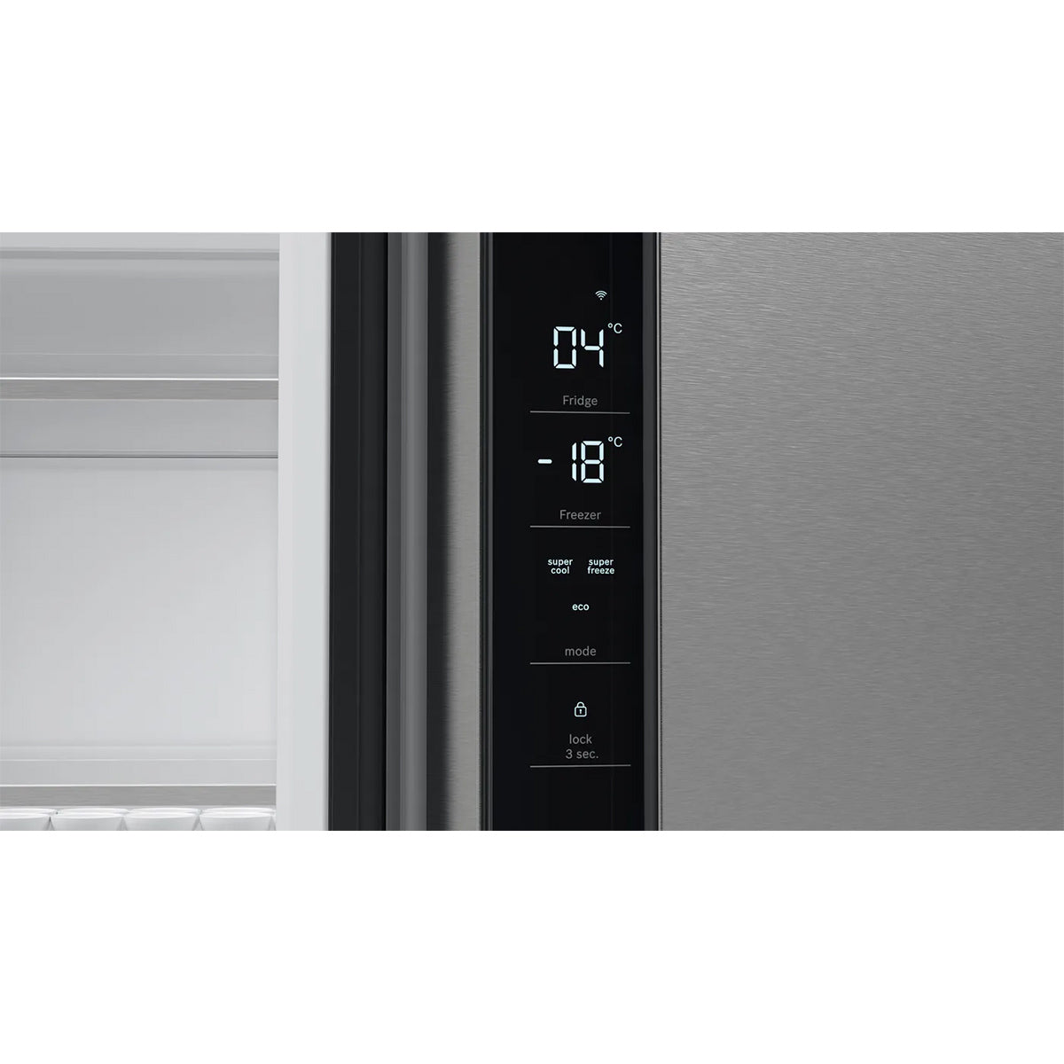 Bosch KFN96APEAG Series 4 Multi Door American Fridge Freezer, 405/200 Litre, Total No Frost, 90.5cm Wide - Brushed Stainless Steel, Anti-Fingerprint
