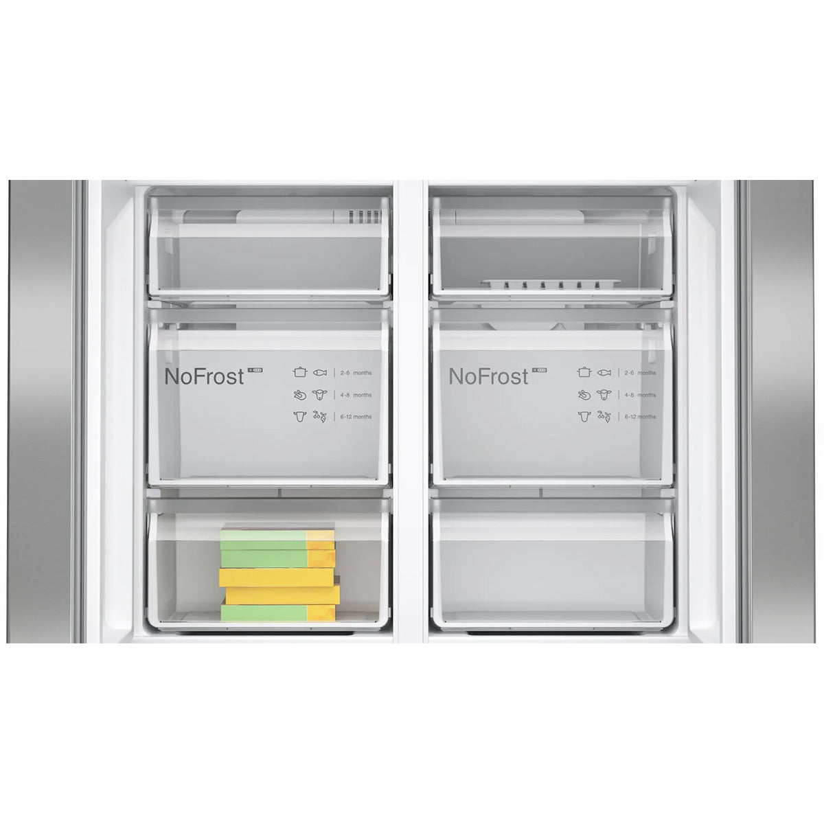 Bosch KFN96VPEAG Series 4 Multi Door American Style Fridge Freezer, 405/200 Litre, Total No Frost, 90.5cm Wide - Brushed Stainless Steel, Anti-Fingerprint