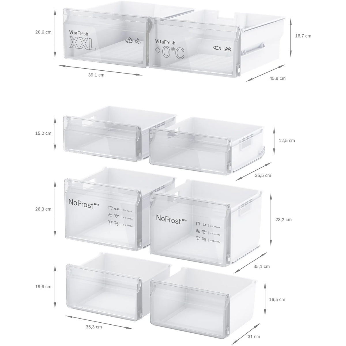 Bosch KFN96VPEAG Series 4 Multi Door American Style Fridge Freezer, 405/200 Litre, Total No Frost, 90.5cm Wide - Brushed Stainless Steel, Anti-Fingerprint