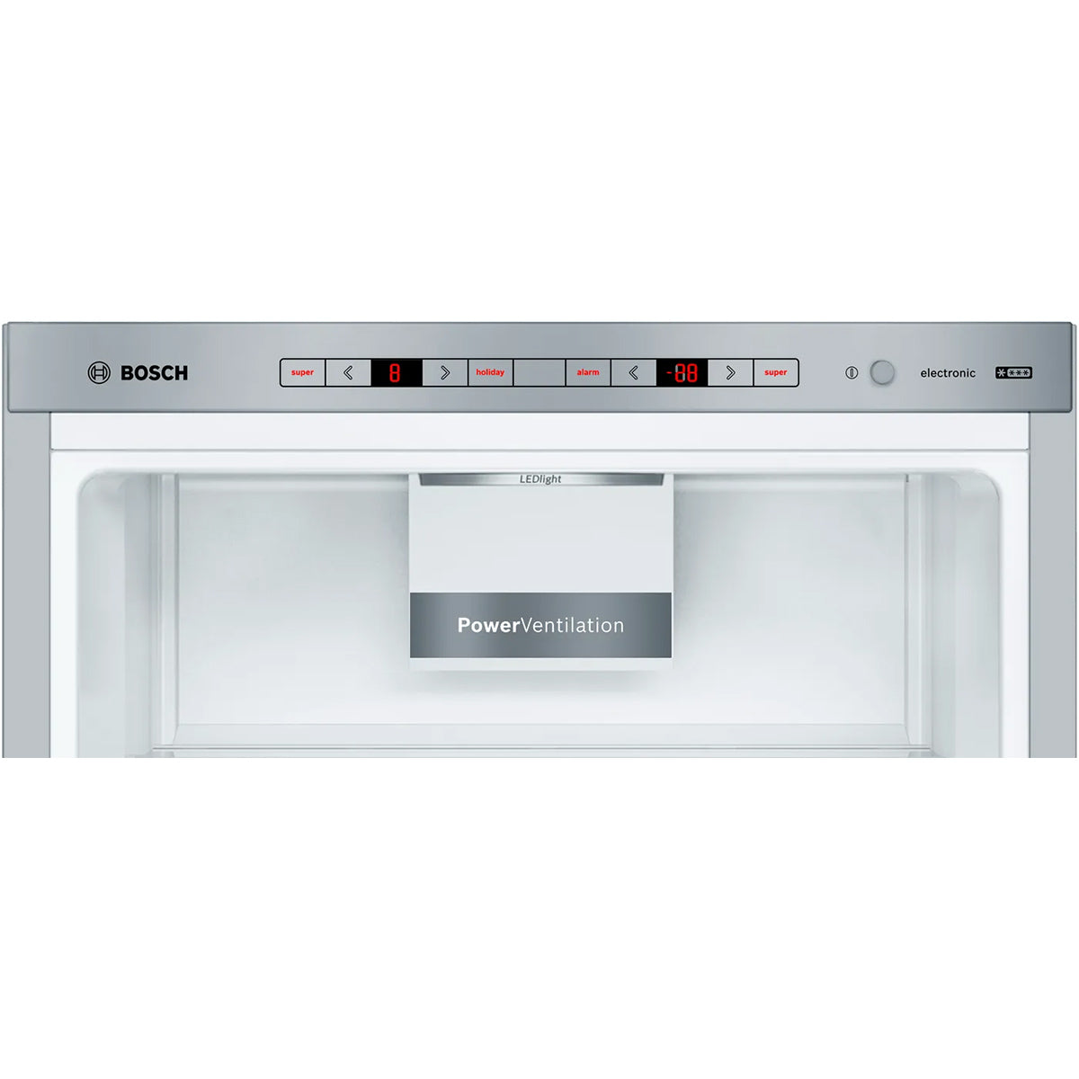 Bosch KGE49AICAG Series 6 Freestanding Fridge Freezer with Freezer at Bottom, 302/117 Litre, 70/30 Split, 70cm Wide - Brushed Stainless Steel, Anti-Fingerprint