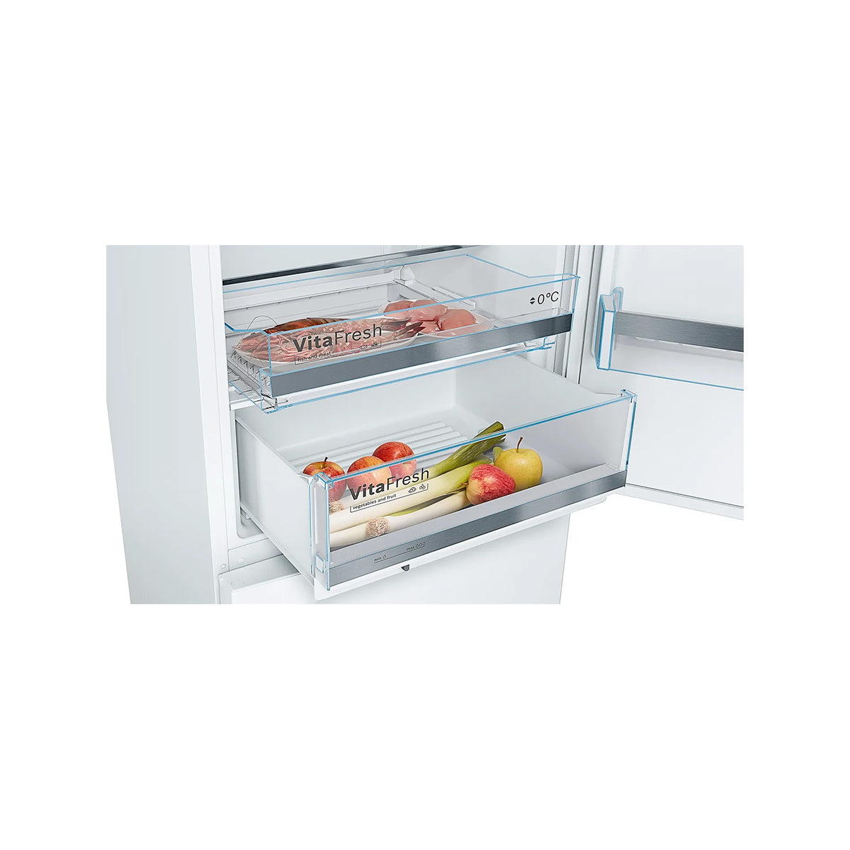Bosch KGE49AWCAG Series 6 Freestanding Fridge Freezer with Freezer at Bottom, 302/117 Litre, 70cm Wide - White