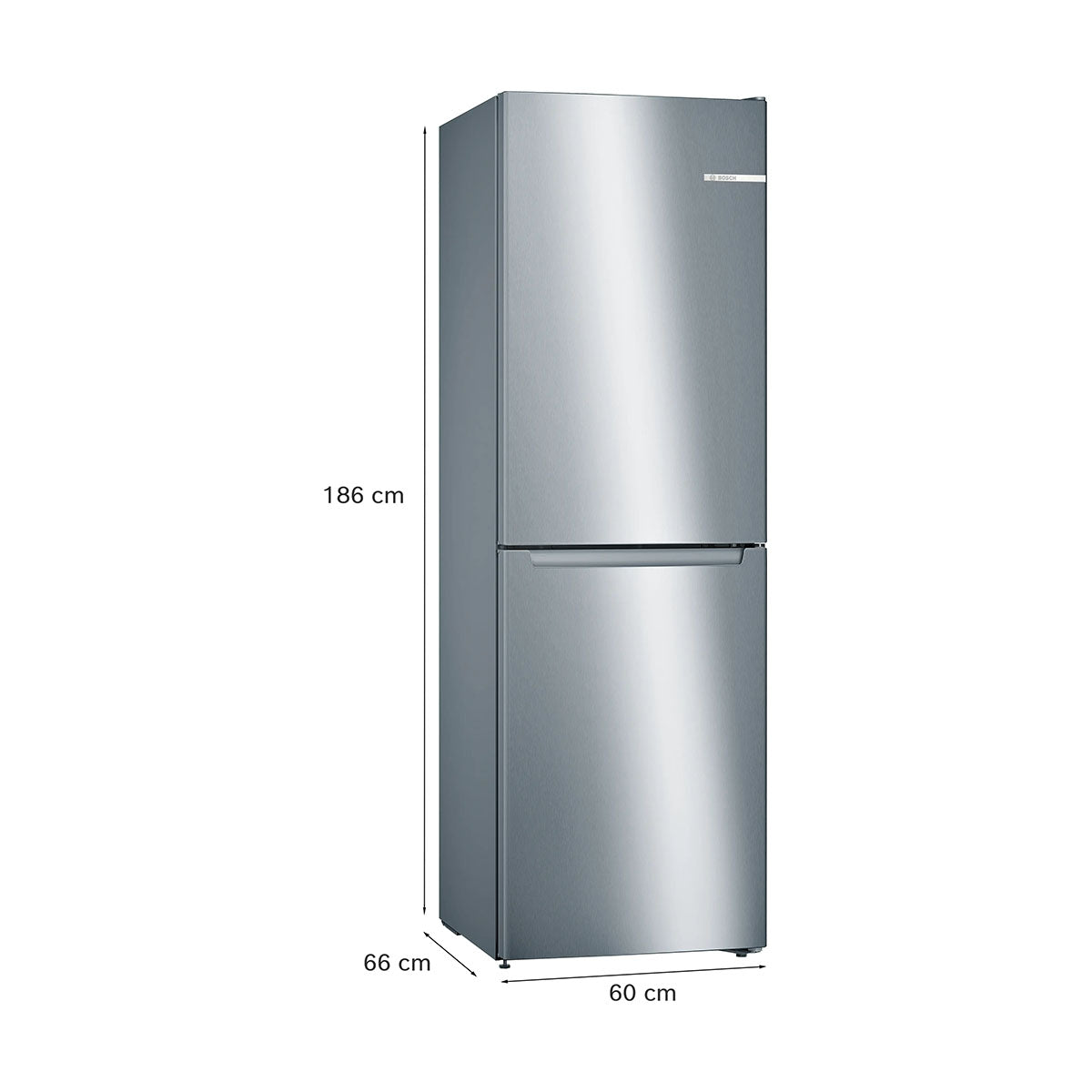 Bosch KGN34NLEAG Series 2 Freestanding Fridge Freezer With Freezer At Bottom, 193/107 Litre, No Frost, 60cm Wide - Stainless Steel Look