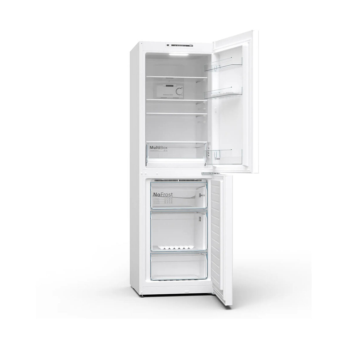 Bosch KGN34NWEAG Series 2 Freestanding Fridge Freezer With Freezer At Bottom, 193/107 Litre, Total No Frost, 60cm Wide - White