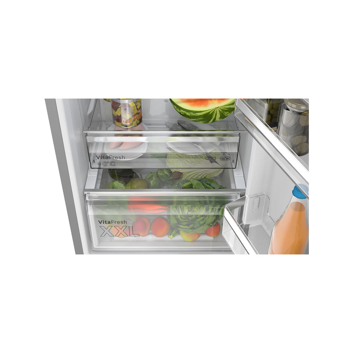 Bosch KGN392LBFG Series 4 Freestanding Fridge Freezer with Freezer at Bottom, 260/103 Litre, 60cm Wide - Stainless Steel Look