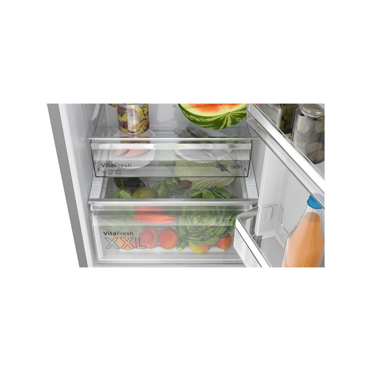 Bosch KGN392LDFG Series 4 Freestanding Fridge Freezer with Freezer at Bottom, 260/103 Litre, Total No Frost, 60cm Wide - Stainless Steel Look