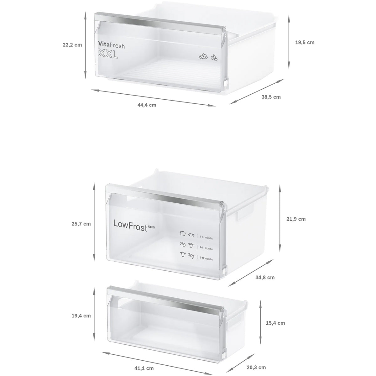 Bosch KGN392WDFG Series 4 Freestanding Fridge Freezer with Freezer at Bottom, 260/103 Litre, Total No Frost, 60cm Wide - White