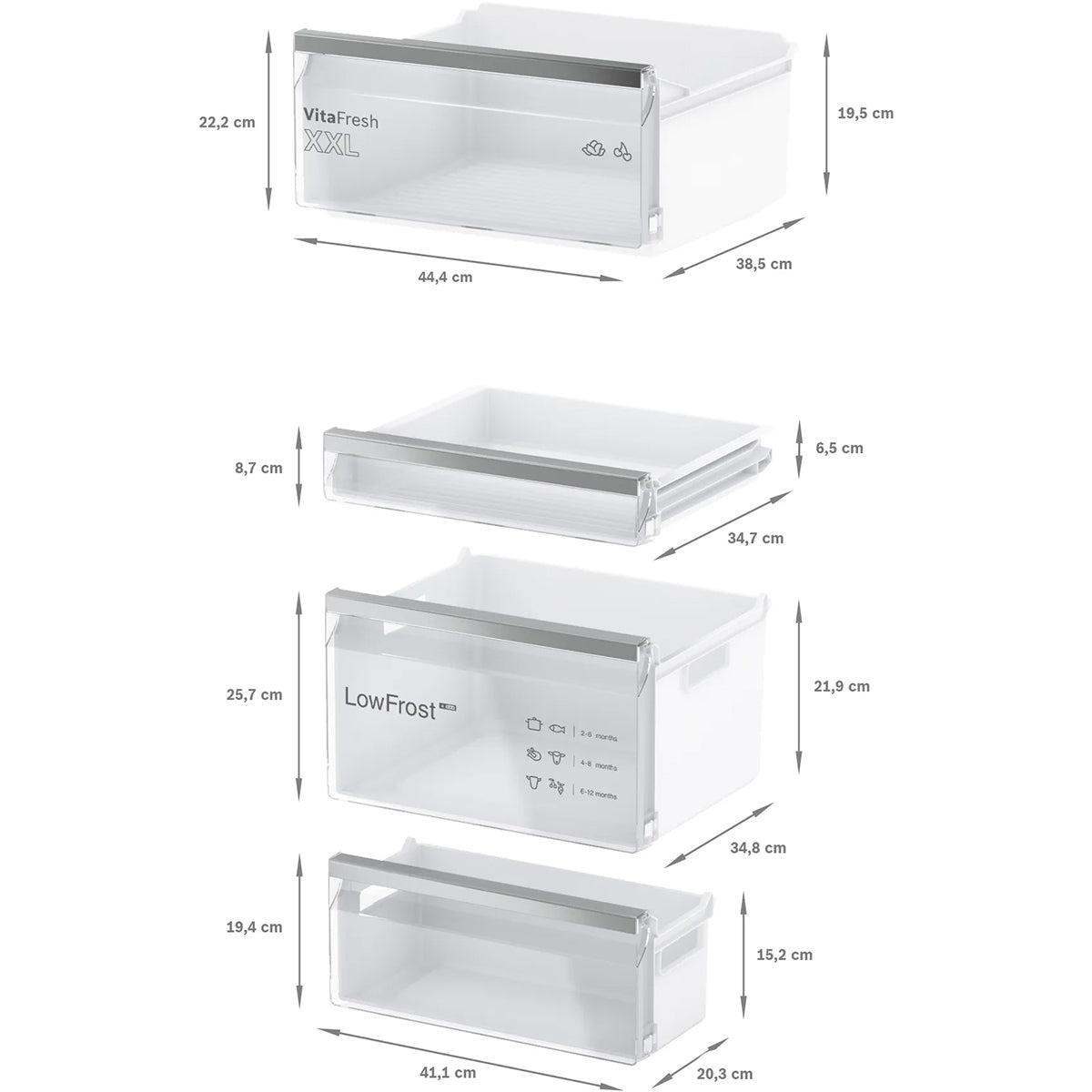Bosch KGN392WDFG Series 4 Freestanding Fridge Freezer with Freezer at Bottom, 260/103 Litre, Total No Frost, 60cm Wide - White