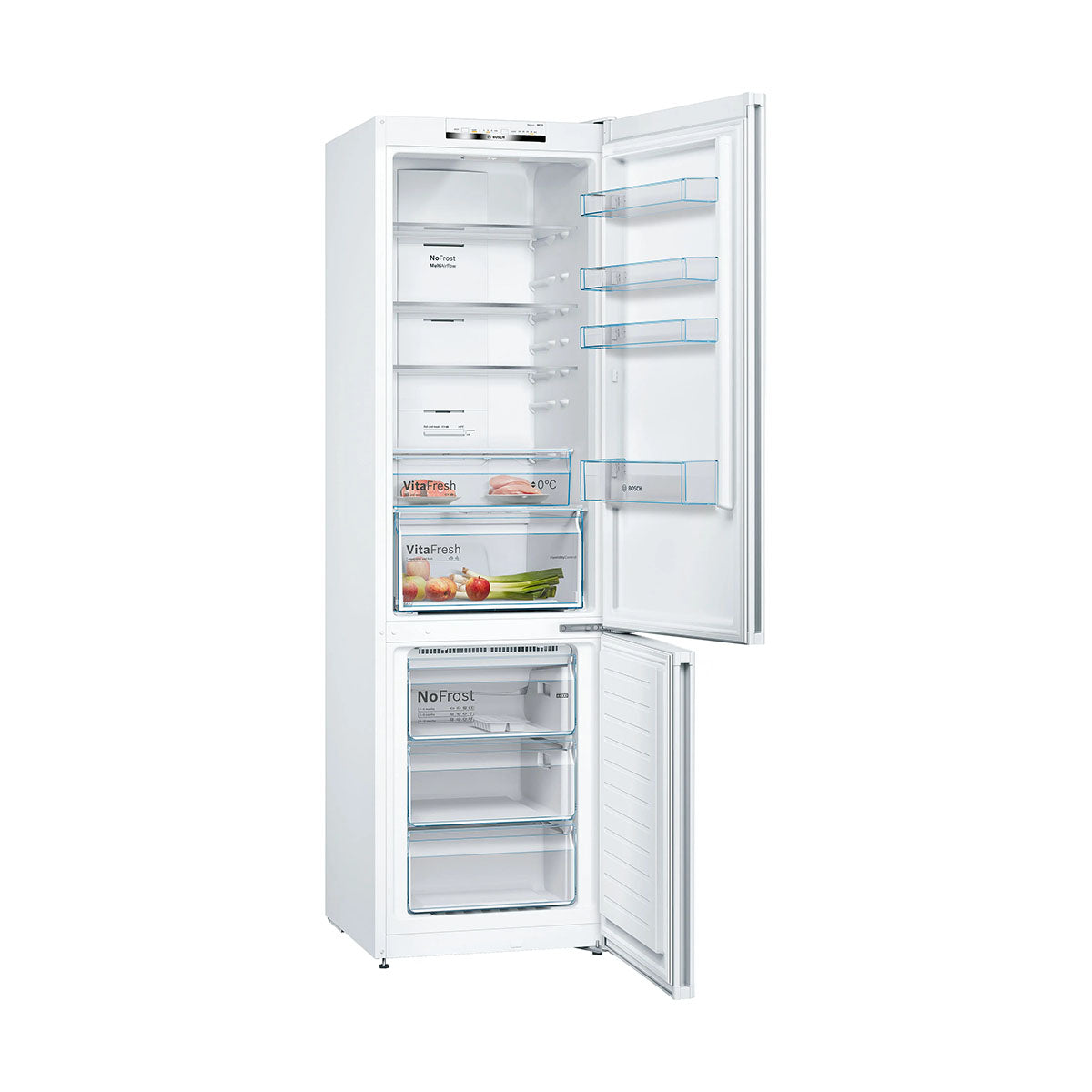 Bosch KGN392WEBG Series 4 Freestanding Fridge Freezer With Freezer At Bottom, Total No Frost, 279/89 Litre, 60cm Wide - White