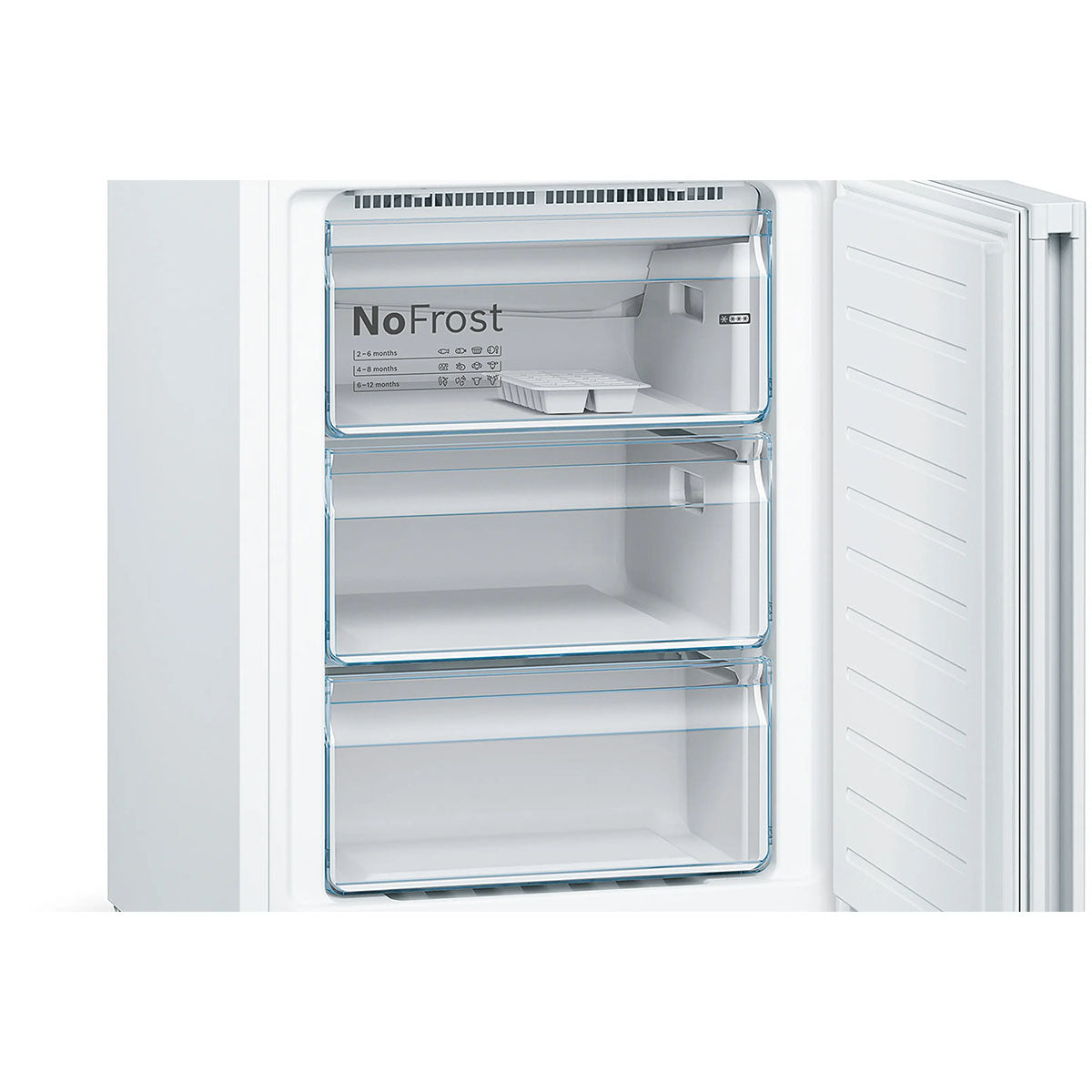 Bosch KGN392WEBG Series 4 Freestanding Fridge Freezer With Freezer At Bottom, Total No Frost, 279/89 Litre, 60cm Wide - White