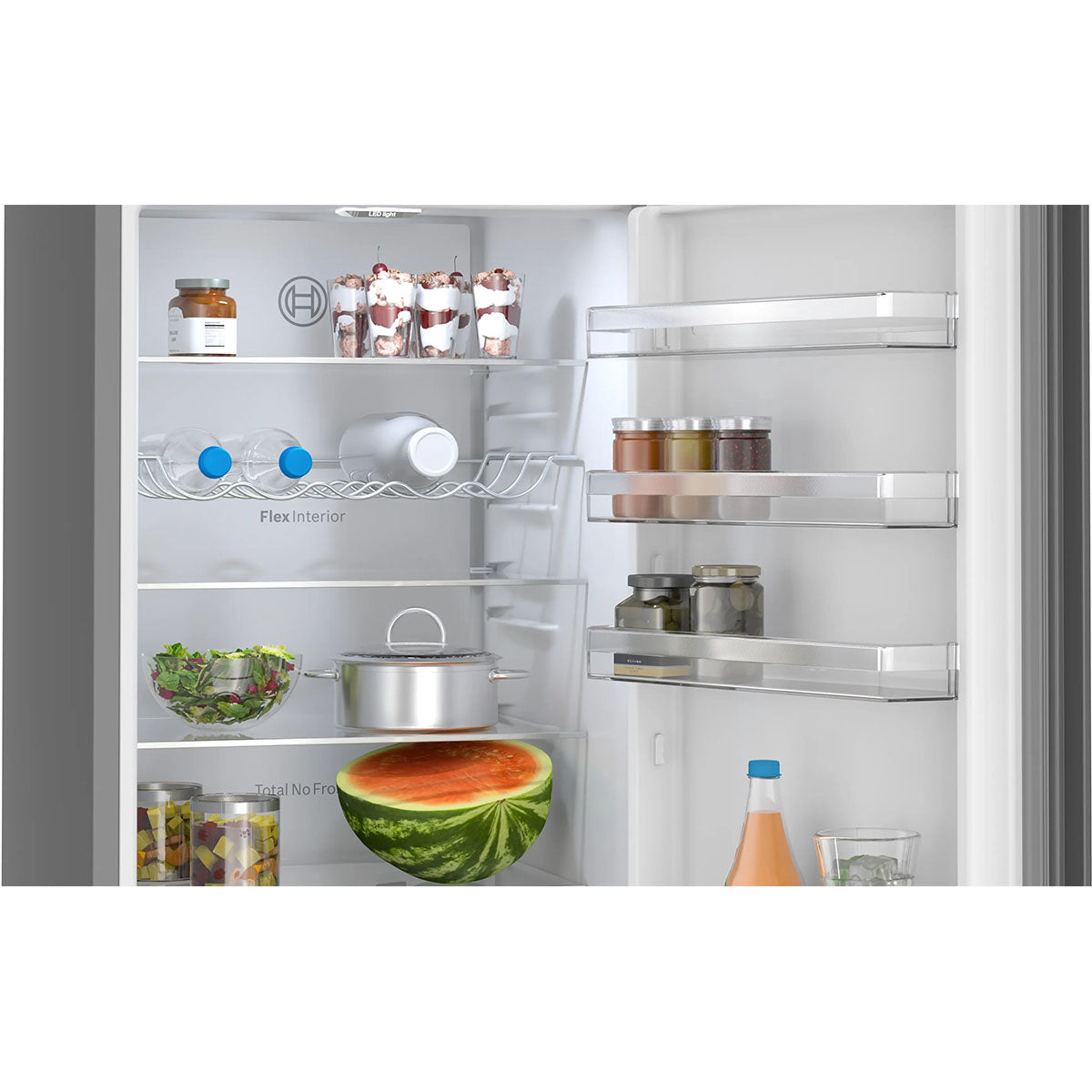 Bosch KGN39OCAFG Series 4 Freestanding Fridge Freezer With Freezer At Bottom, 260/103 Litre, Total No Frost, Green Collection, 60cm Wide - Cast Iron