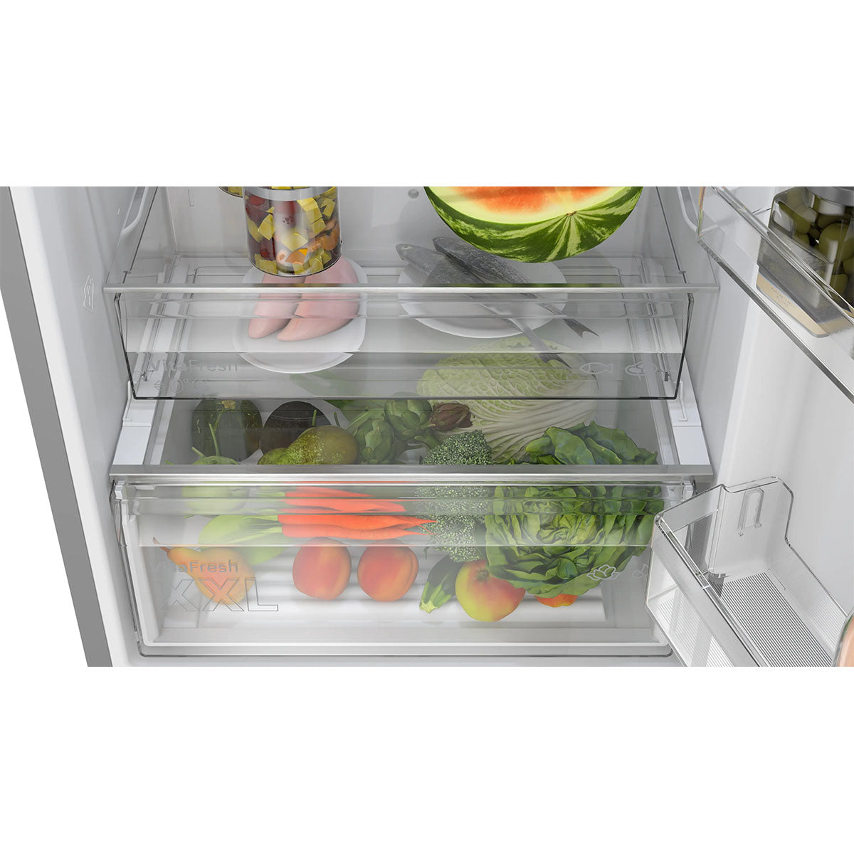 Bosch KGN492LDFG Series 4 Freestanding Fridge Freezer With Freezer At Bottom, 311/129 Litre, No Frost, 70cm Wide - Stainless Steel Look