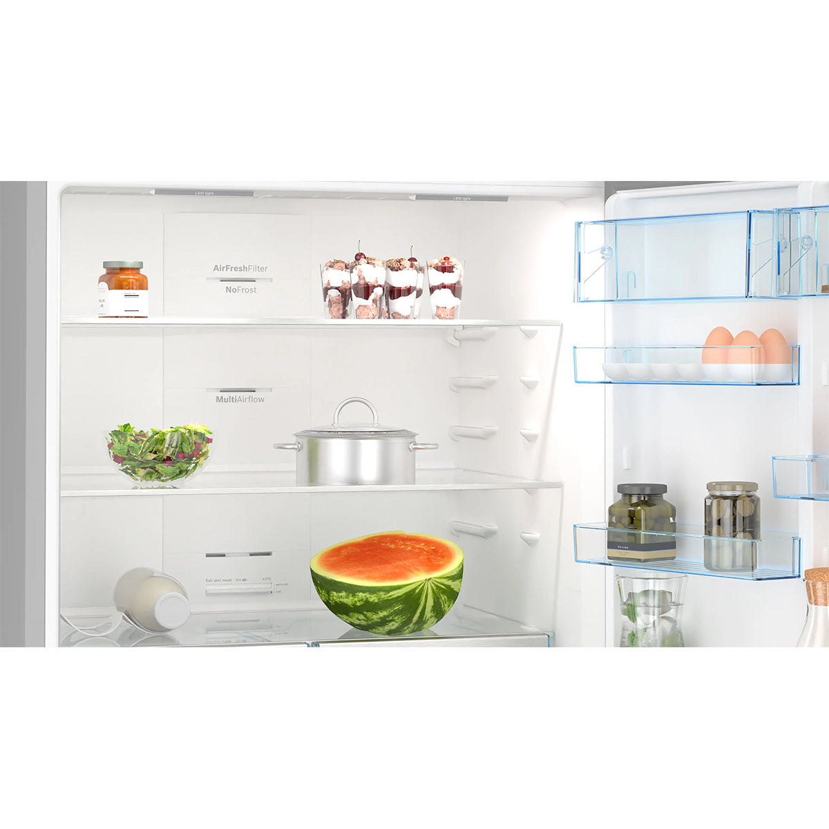 Bosch KGN86VIEAG Series 4 Freestanding Fridge Freezer With Freezer At Bottom, 479/152 Litre, Total No Frost, 86cm Wide - Stainless Steel