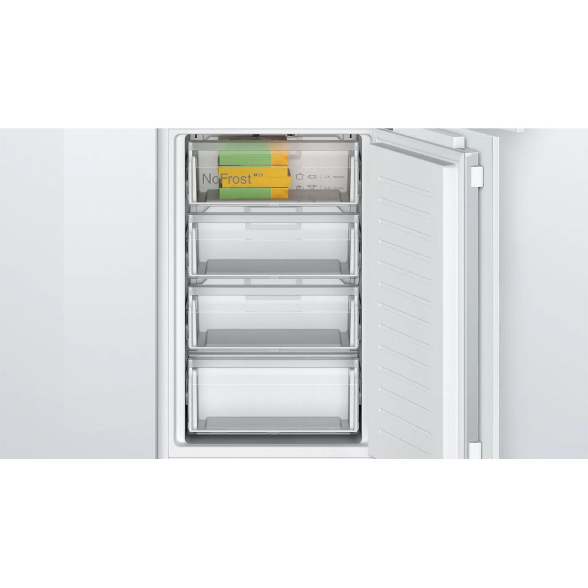 Bosch KIN85NFE0G Series 2 Built-In Fridge Freezer with Freezer at Bottom, 150/99 Litre, 54.1cm Wide - Flat Hinge